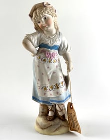 Germain Bisque Porcelain Figurine of a Young Girl
