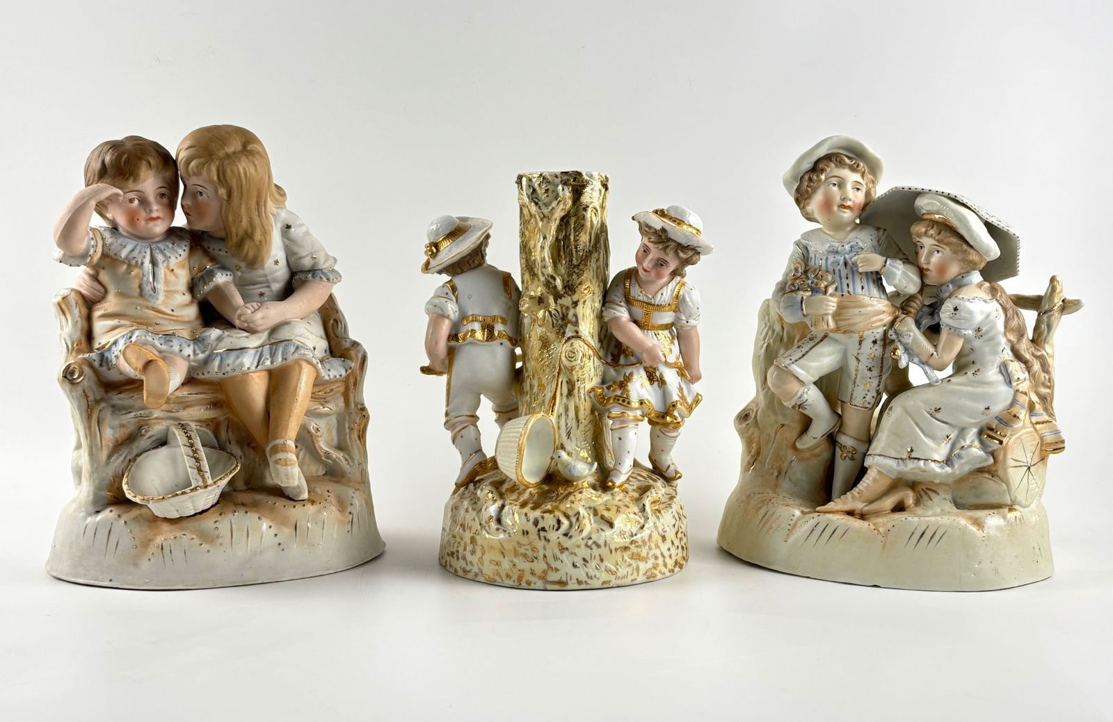 Three Hand Painted Bisque Porcelain Figurines (1 of 15)