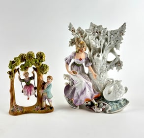 Two Hand Painted Bisque Figures