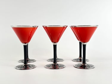 Six Steuben Art Deco Cocktail Glasses