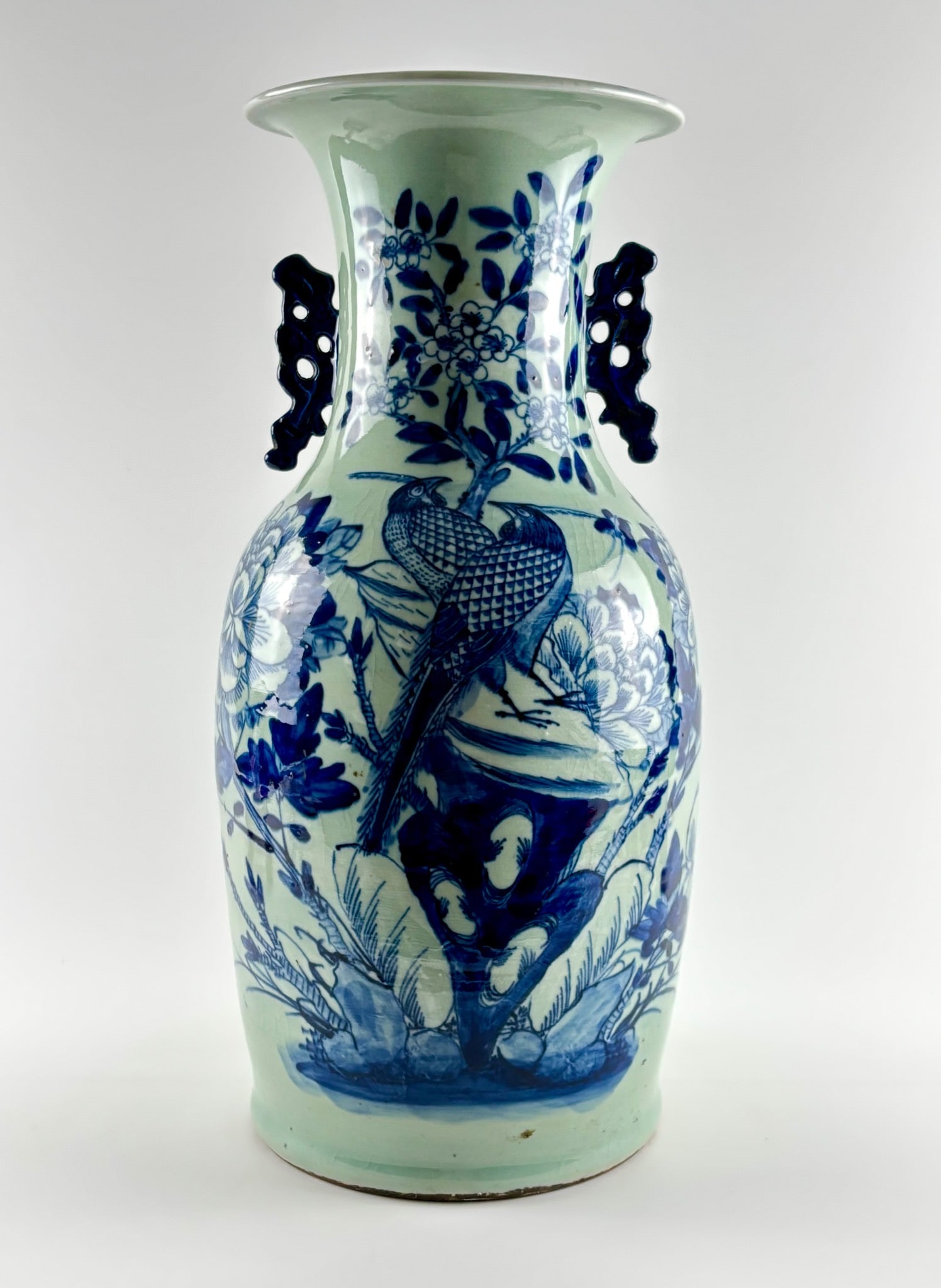 Celadon and Blue Chinese Export Vase (1 of 15)