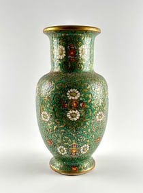 Mid Century Cloisonne Style Porcelain Vase Chinese Export