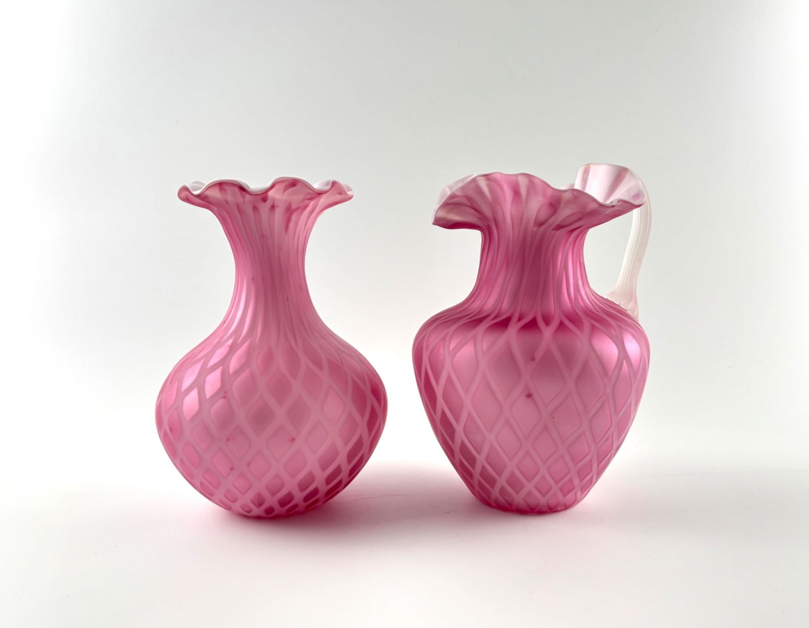 Murano Pink Satin Glass Vase and Pitcher Set by KB, Italy (1 of 15)