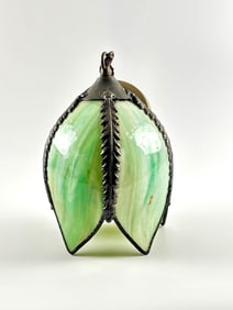 Green Slag Glass Hanging Lamp Fixture Gramercy Park Lighting Co
