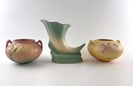 Three Roseville Pottery Vase and Bowl Pieces