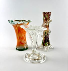 Three Mid Century Murano Art Glass Vases