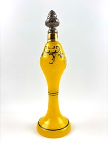 Bohemian Yellow Glass Perfume Bottle Czechoslovakia