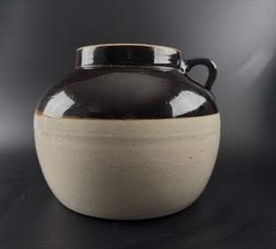 Two-Tone Glazed Stoneware Jug with Handle