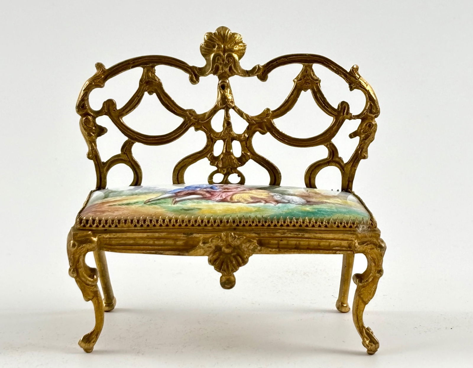 Viennese Gilt Bronze and Enamel Miniature Settee (1 of 10)