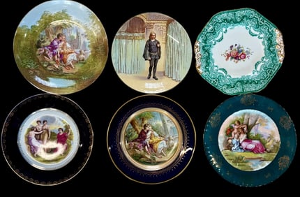 Six Porcelain Cabinet Plates, Royal Vienna, Doulton, and More