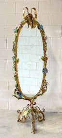 Antique Italian Toleware Double Sided Cheval Mirror