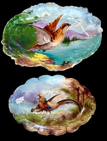 Hand Painted Limoges Pheasant Platters, Signed