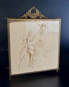 Victorian Trifold Dressing Mirror with Relief Composition Panel