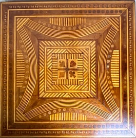Parquetry Inlaid Game Table with Suit Symbols