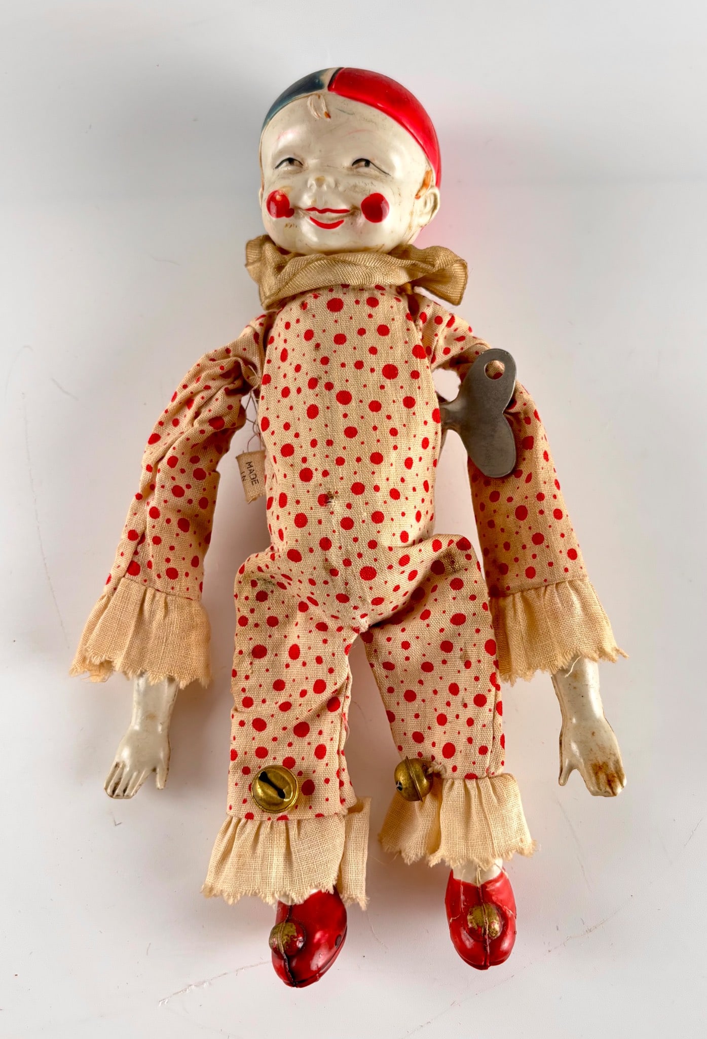 Celluloid Japanese Wind Up Clown with Polka Dot Outfit (1 of 6)
