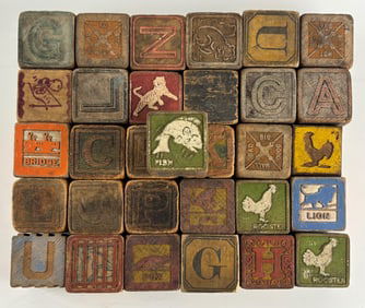 Antique and Vintage Wooden Alphabet Blocks