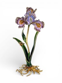 Jay Strongwater Vincent Iris Objet Enamel and Swarovski Sculpture in Box
