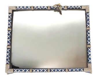 Jay Strongwater Mirrored Jewelry Tray with Enamel and Jeweled Bee