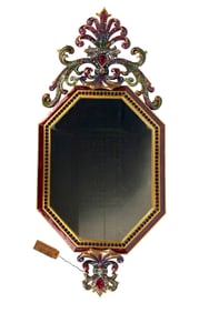 Jay Strongwater Floral Scroll Wall Mirror with Swarovski Crystals