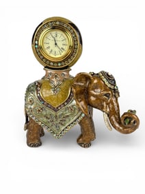Jay Strongwater Ishmael Pearl Tapestry Elephant Clock