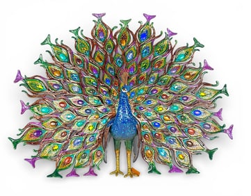 Jay Strongwater Stanton Fan Tail Peacock in Original Box