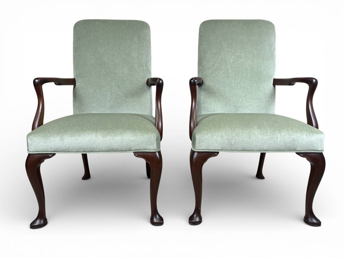 Kittinger Queen Anne Armchairs with Scalamandre Mohair Upholstery (1 of 12)