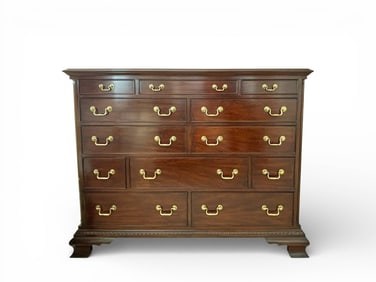 Henkel Harris Solid Mahogany Chest of Drawers with Brass Hardware