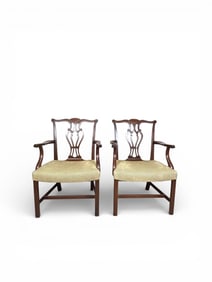 Saybolt Cleland Devon Chippendale Mahogany Armchairs