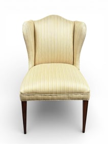 Baker Furniture Upholstered Wingback Mahogany Side Chair