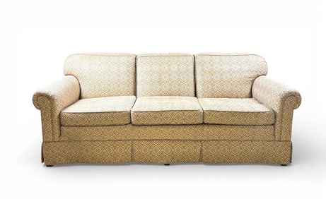 Baker Furniture Rebuilt Rolled Arm Sofa with Skirted Base