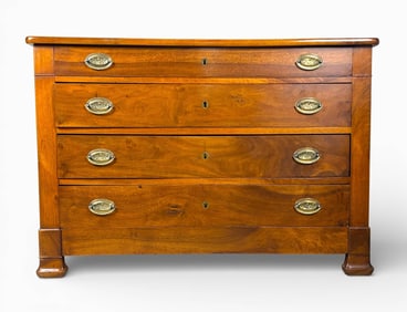 1820s Scottish Regency Mahogany Chest with Hand Cast Thistle Pulls