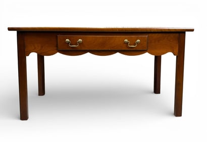 Adams County Cherry Wood Coffee Table with Scalloped Apron