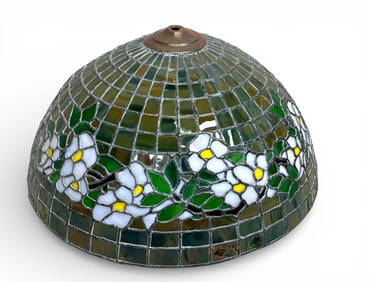 Unsigned Leaded Glass Shade with Floral Design