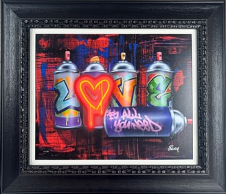 Ziggy. Spray Can Love. Hand Embellished Giclee on Canvas