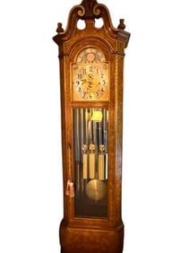 Herschede Model 250 Signed Case Clock in Spanish Olive Ash Burl