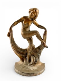 Art Nouveau Cast Bronze Female Figure Bookend