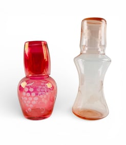 Cranberry and Pink Glass Tumble Ups