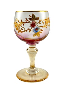 Victorian Hand Blown Cordial with Painted Floral Motif
