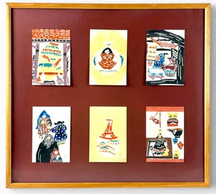 Framed Set of Six Woodblock Prints by Keisuke Serizawa