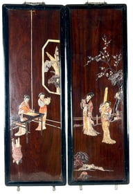 Asian Hardwood Panels with Mother of Pearl Inlay