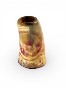 Etched Horn Cup with Nautical Motifs