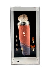 Native-Inspired Infant Effigy Shadow Box Assemblage with Decorative Elements