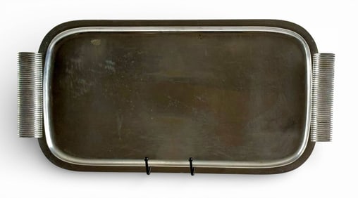 Manning Bowman Serving Tray with Ribbed  Handles