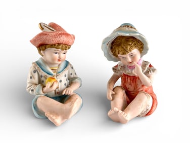 Andrea by Sadek Porcelain Figurines of Seated Children