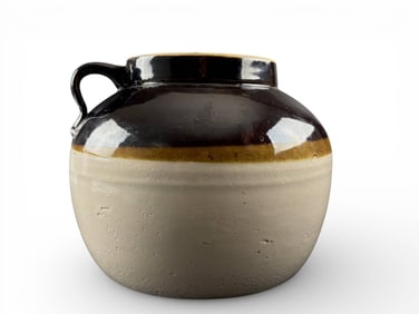 Two-Tone Glazed Stoneware Jug with Handle