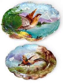 Hand Painted Limoges Pheasant Platters, Signed