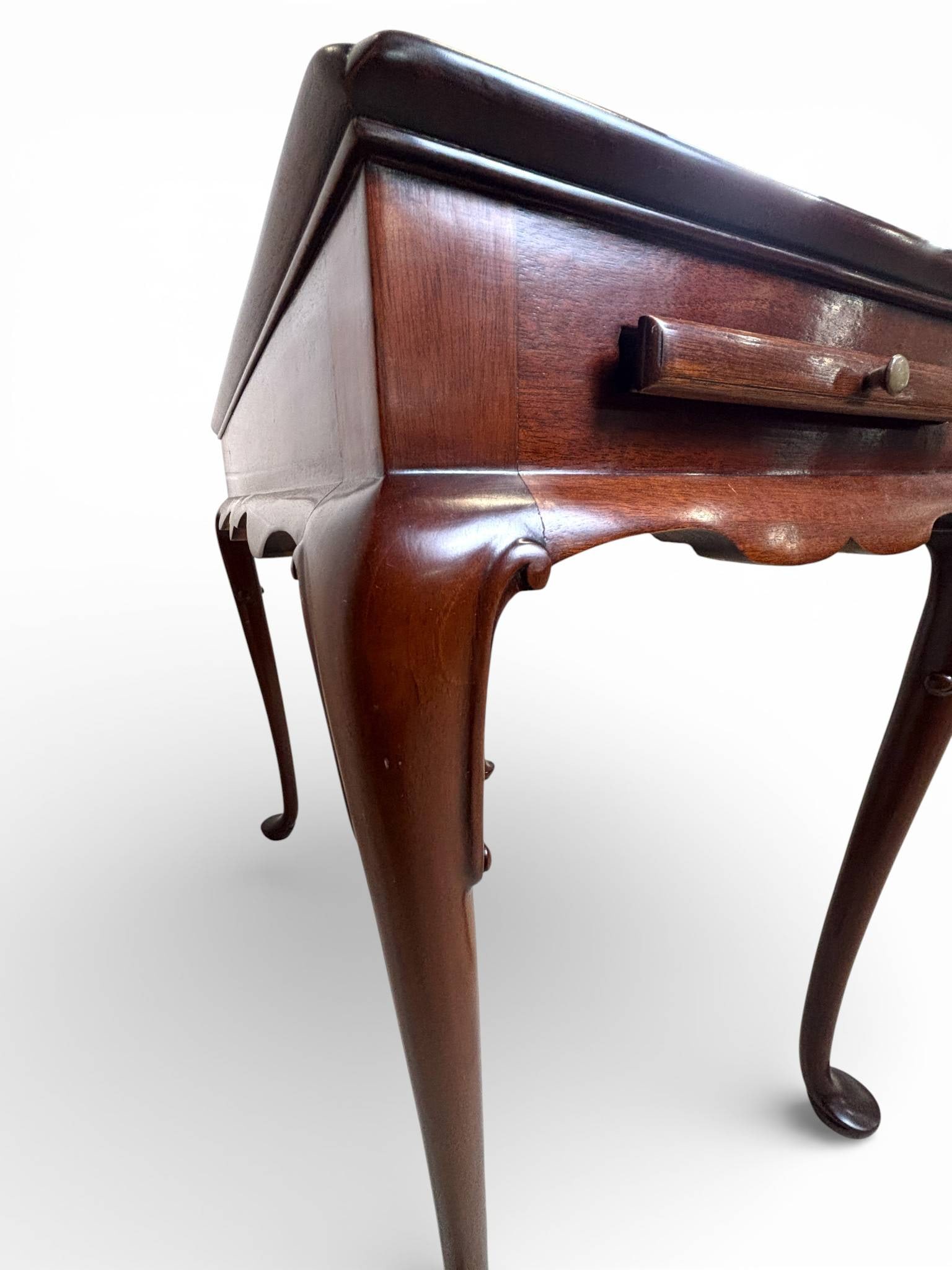 Mahogany Side Table with Cabriole Legs and Extending Side Panels - 11