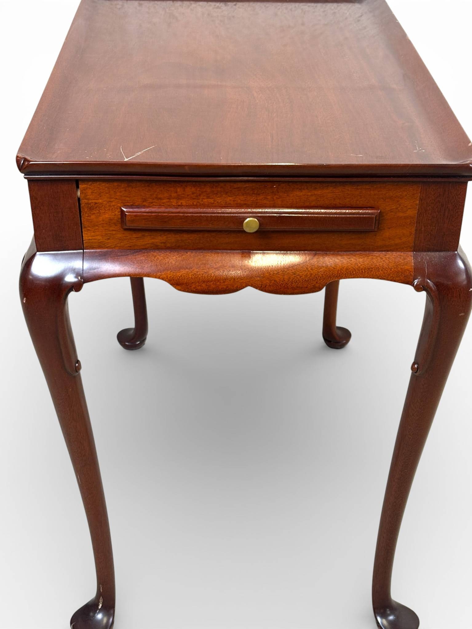 Mahogany Side Table with Cabriole Legs and Extending Side Panels - 3