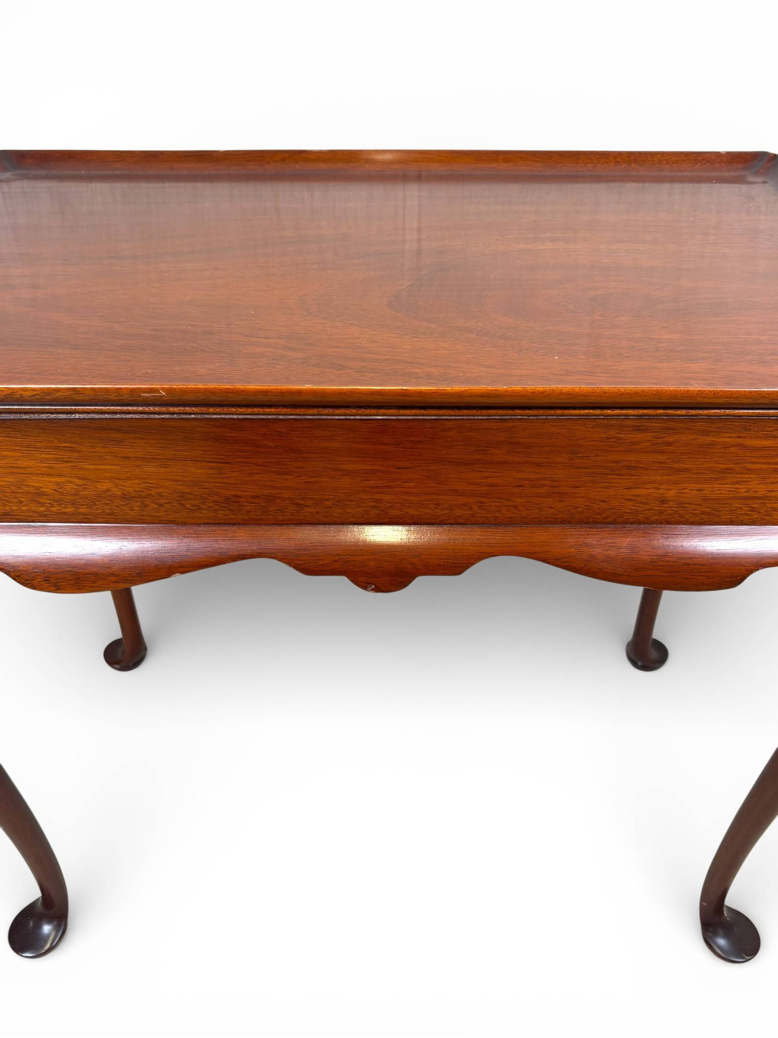 Mahogany Side Table with Cabriole Legs and Extending Side Panels - 6