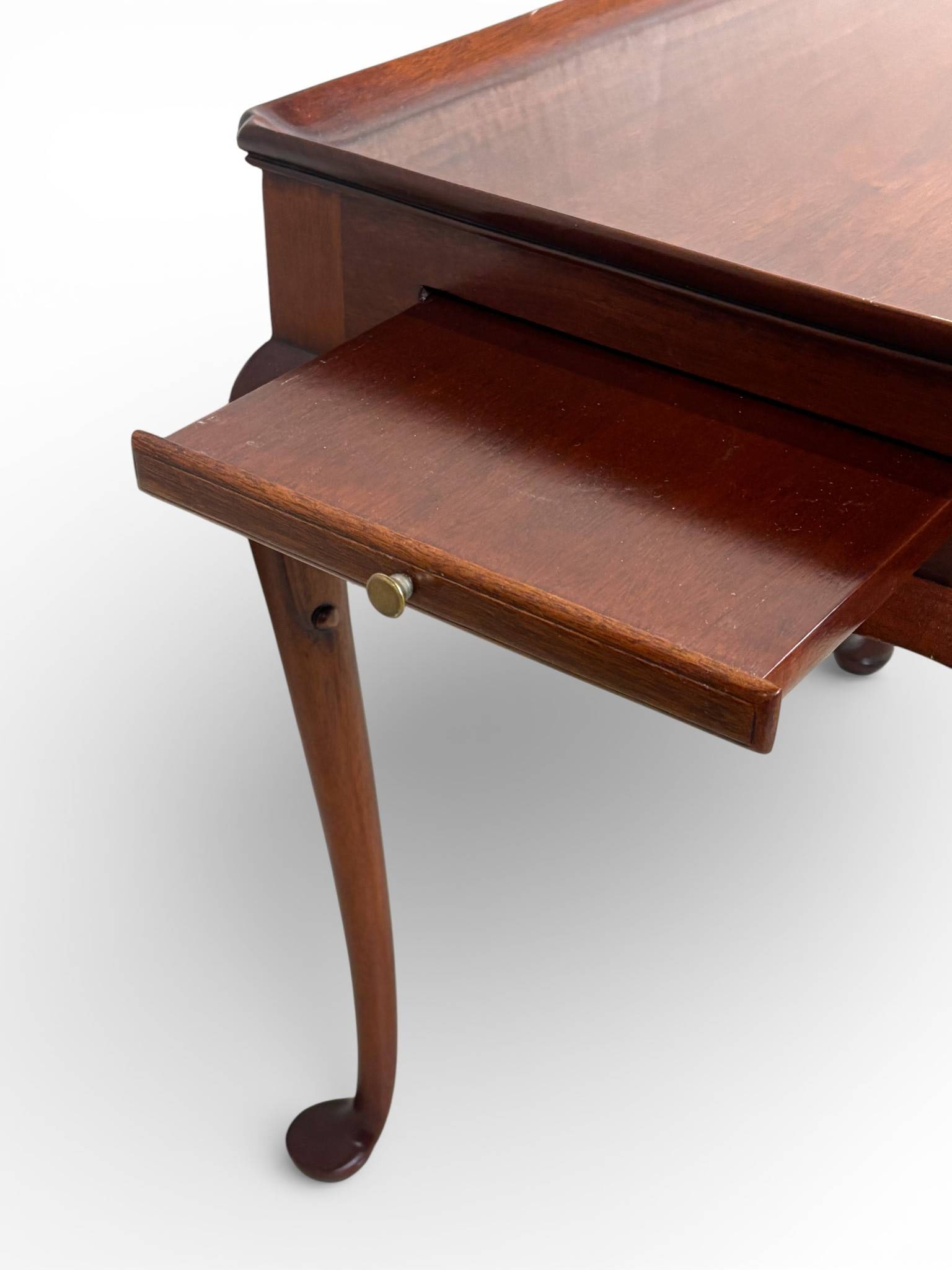 Mahogany Side Table with Cabriole Legs and Extending Side Panels - 9